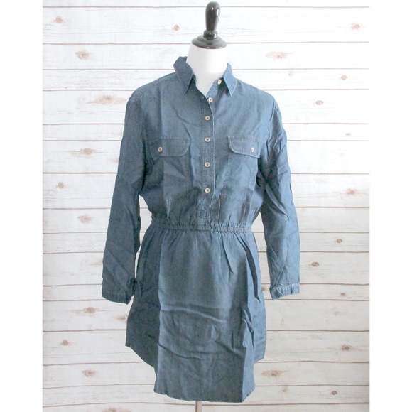 Relished Blue Chambray Shirt Button Front Dress - Picture 3 of 7